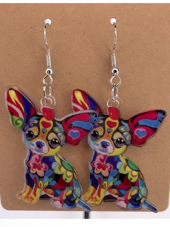Fashion Jewelry Jewelry - Colorful Chihuahua Earrings